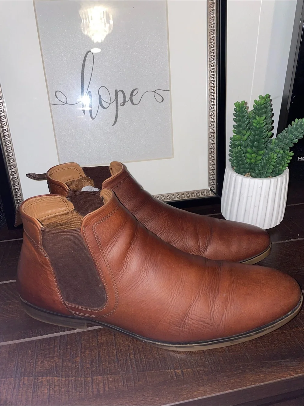 Crown Vintage Farid Men's Tan Leather Chukka Chelsea Boots Size 12